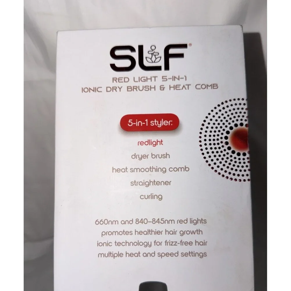 SLF Red Light Therapy 5-in-1 Ionic Dry Hair Brush & Heat Comb OPEN BOX